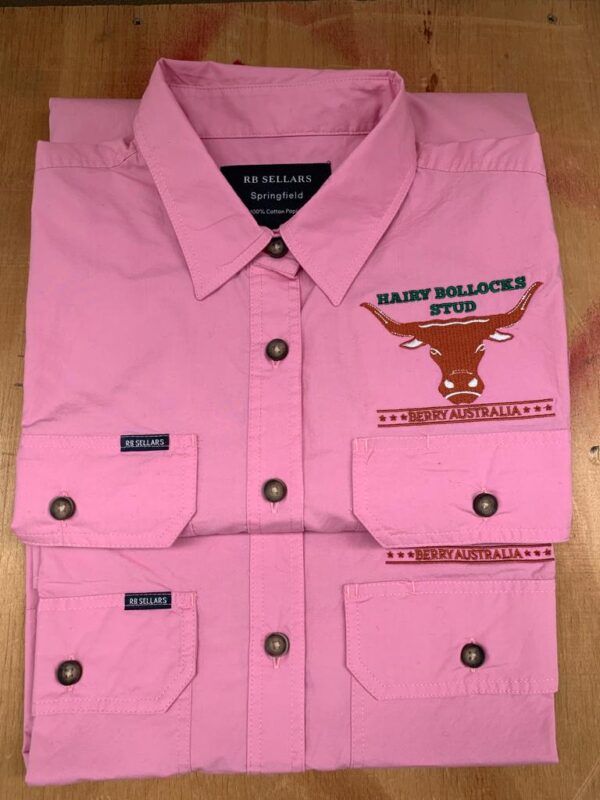 Womans light weight,half button,  long sleeve shirts in musk - Image 2